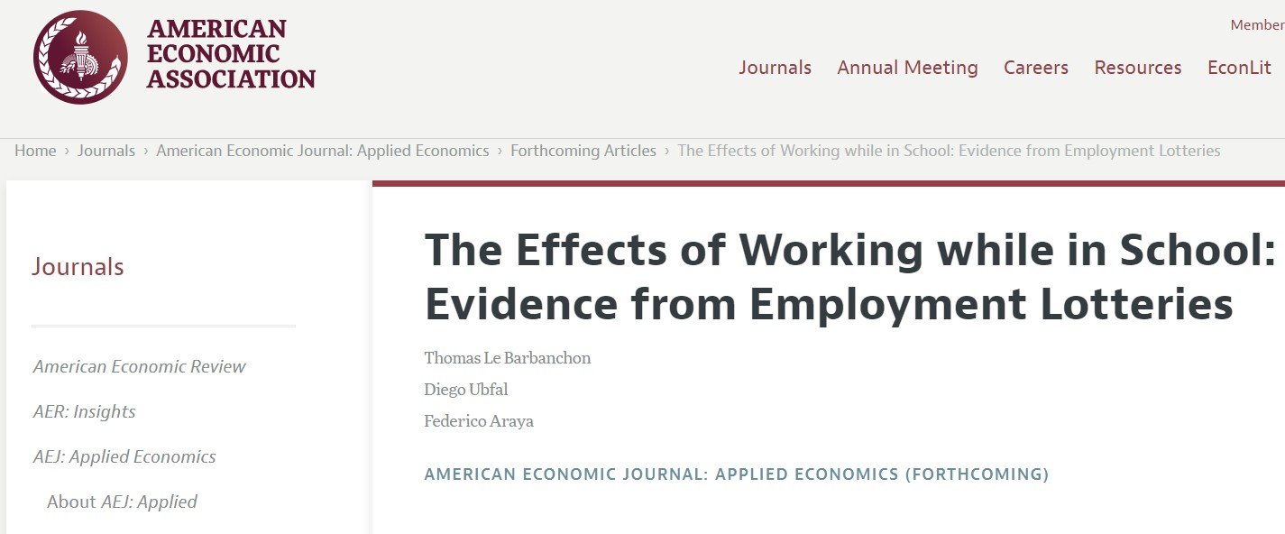 the effects of working while in school forthcoming on the AEJ applied